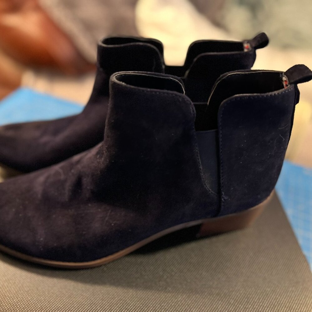 Tommy Hilfiger Womens Chelsea Ankle Booties Dark Navy Suede Size 11